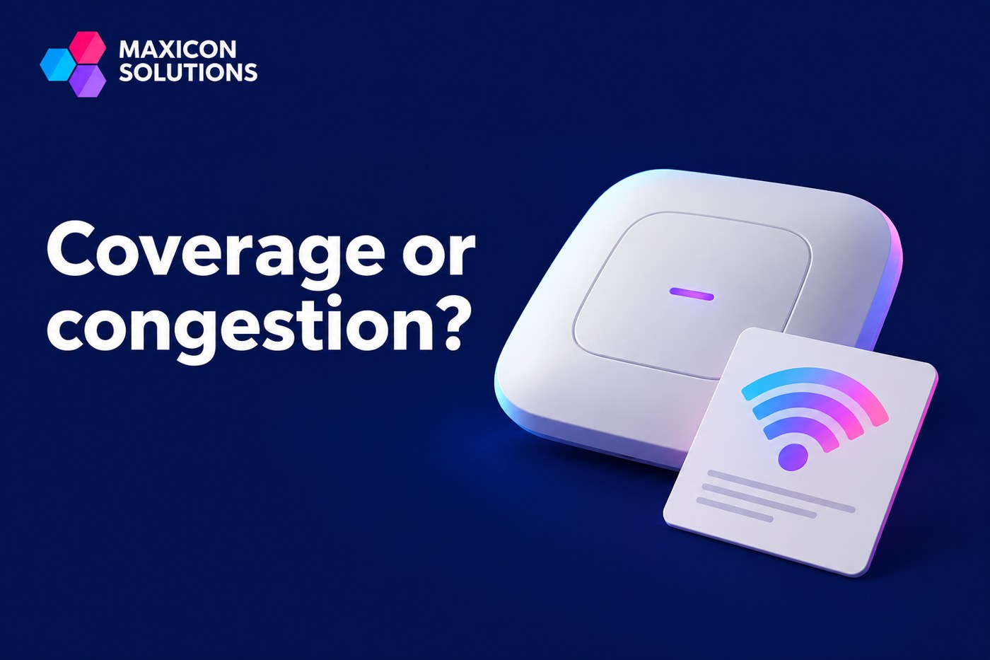 office Wi-Fi: Maxicon conceptual illustration of wireless access point and client devices with verification checks