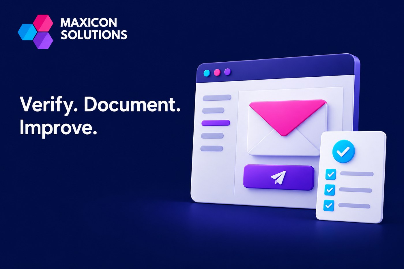 security reporting: Maxicon conceptual illustration of employee security reporting interface with verification checks